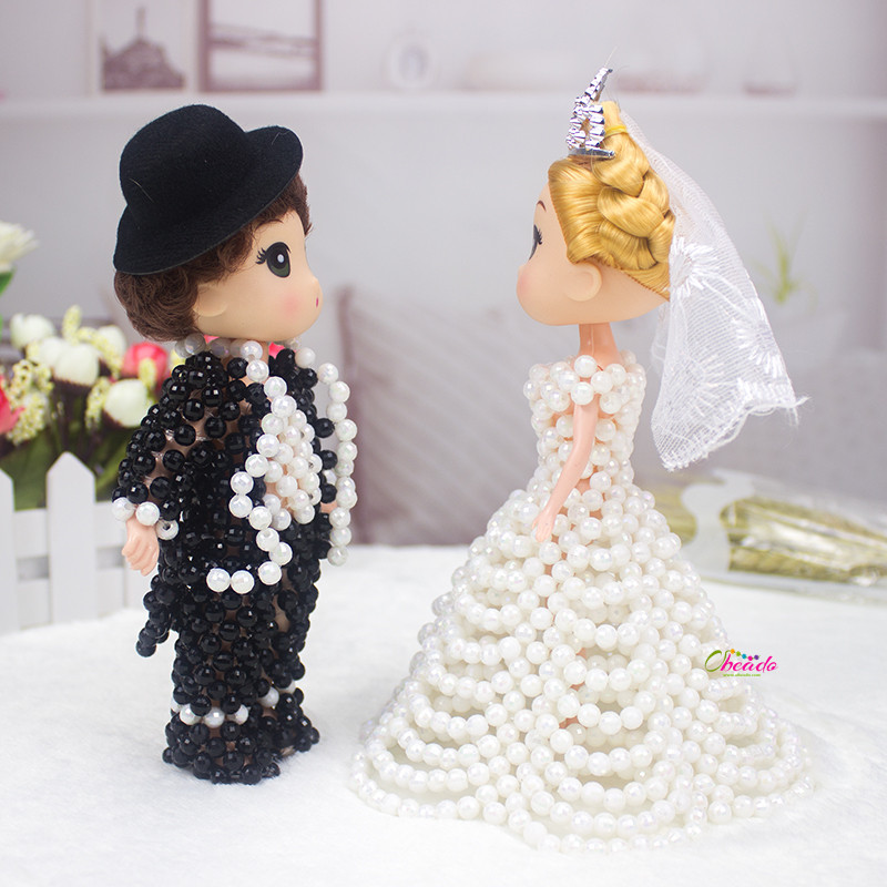 Beaded Bride and Groom Wedding Figurine - Image 2