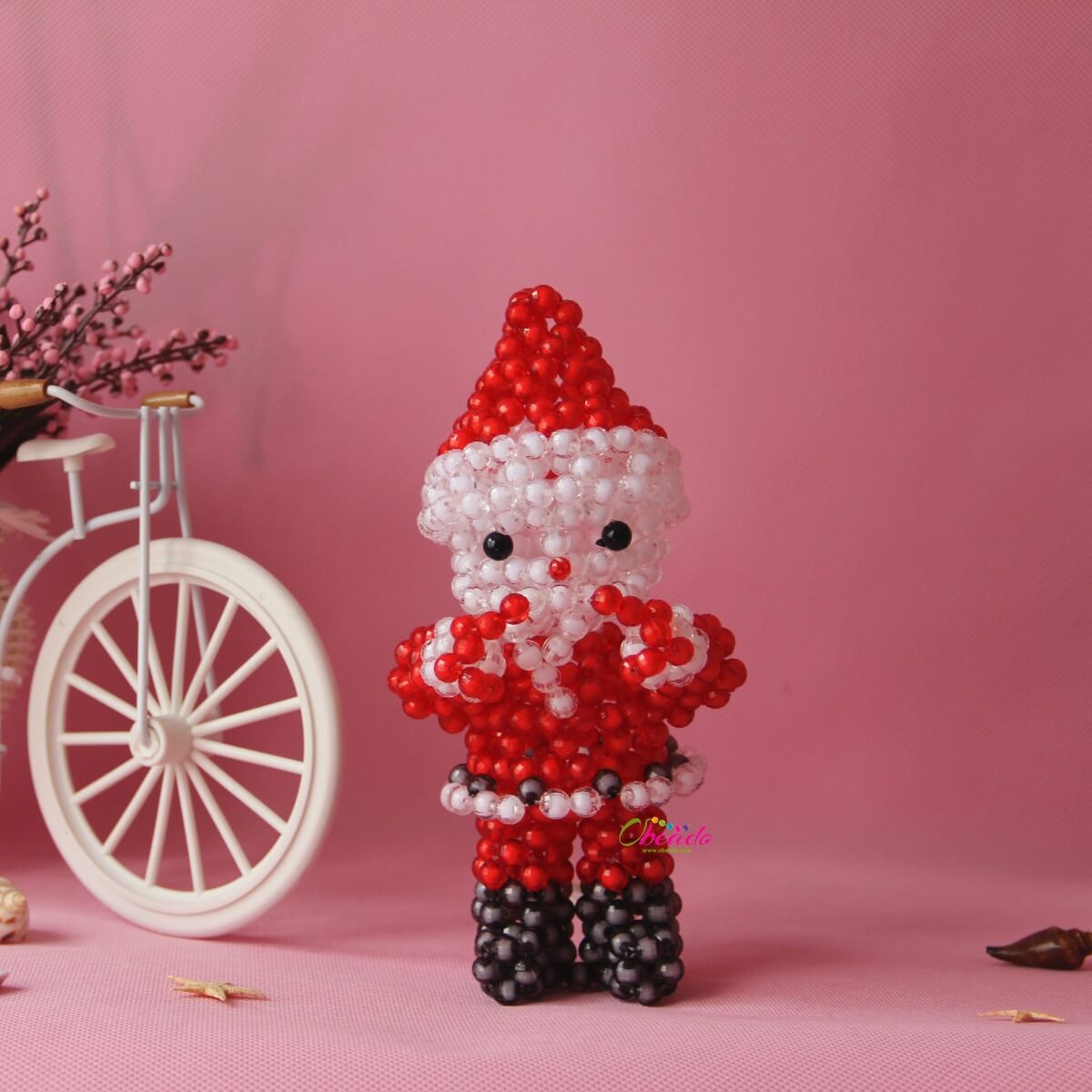 Beaded Christmas Santa Claus Ornament 1
