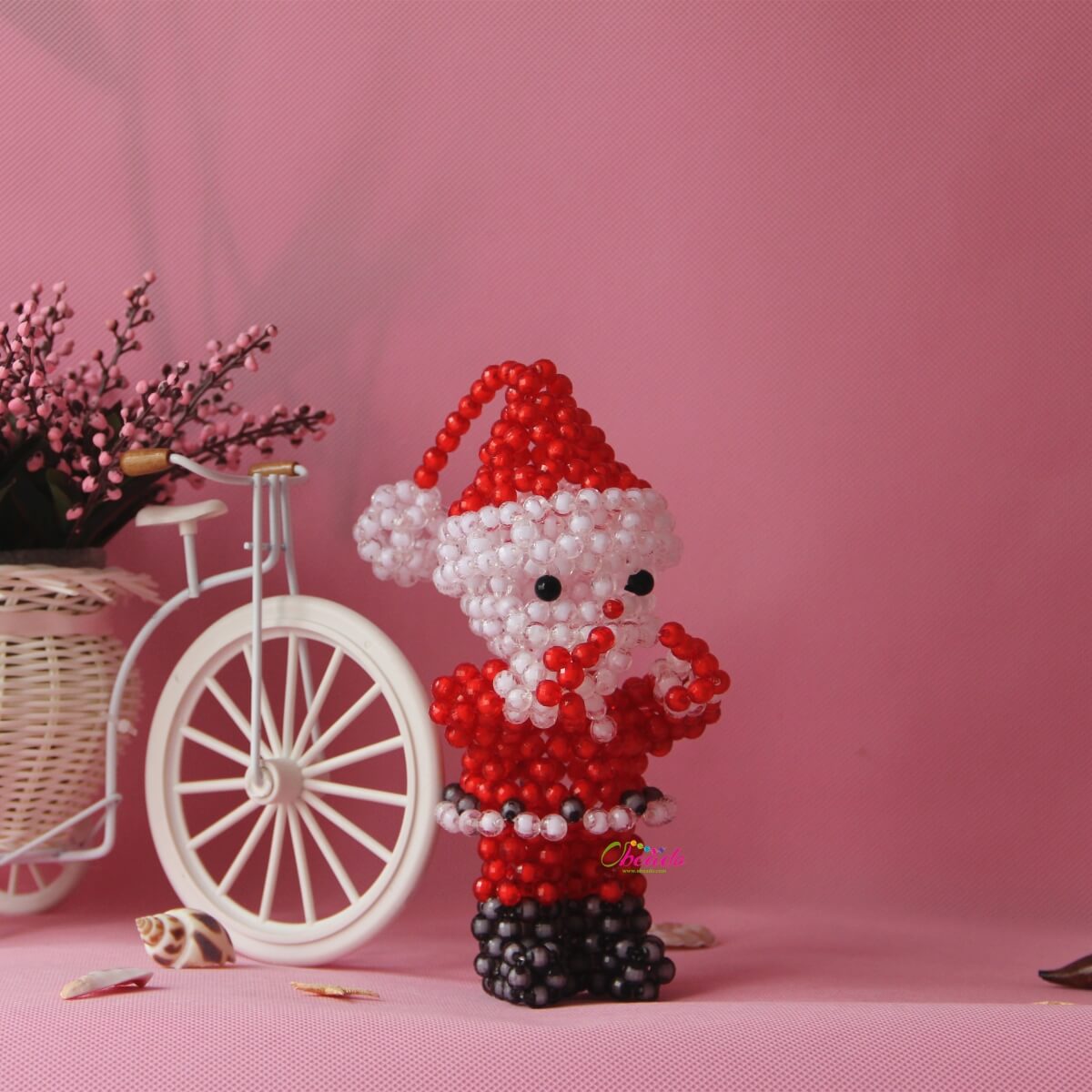 Beaded Christmas Santa Claus Ornament - Image 2