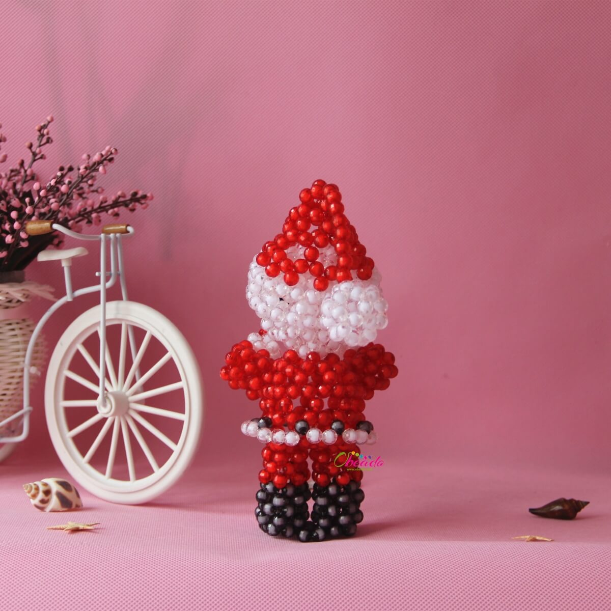 Beaded Christmas Santa Claus Ornament - Image 4