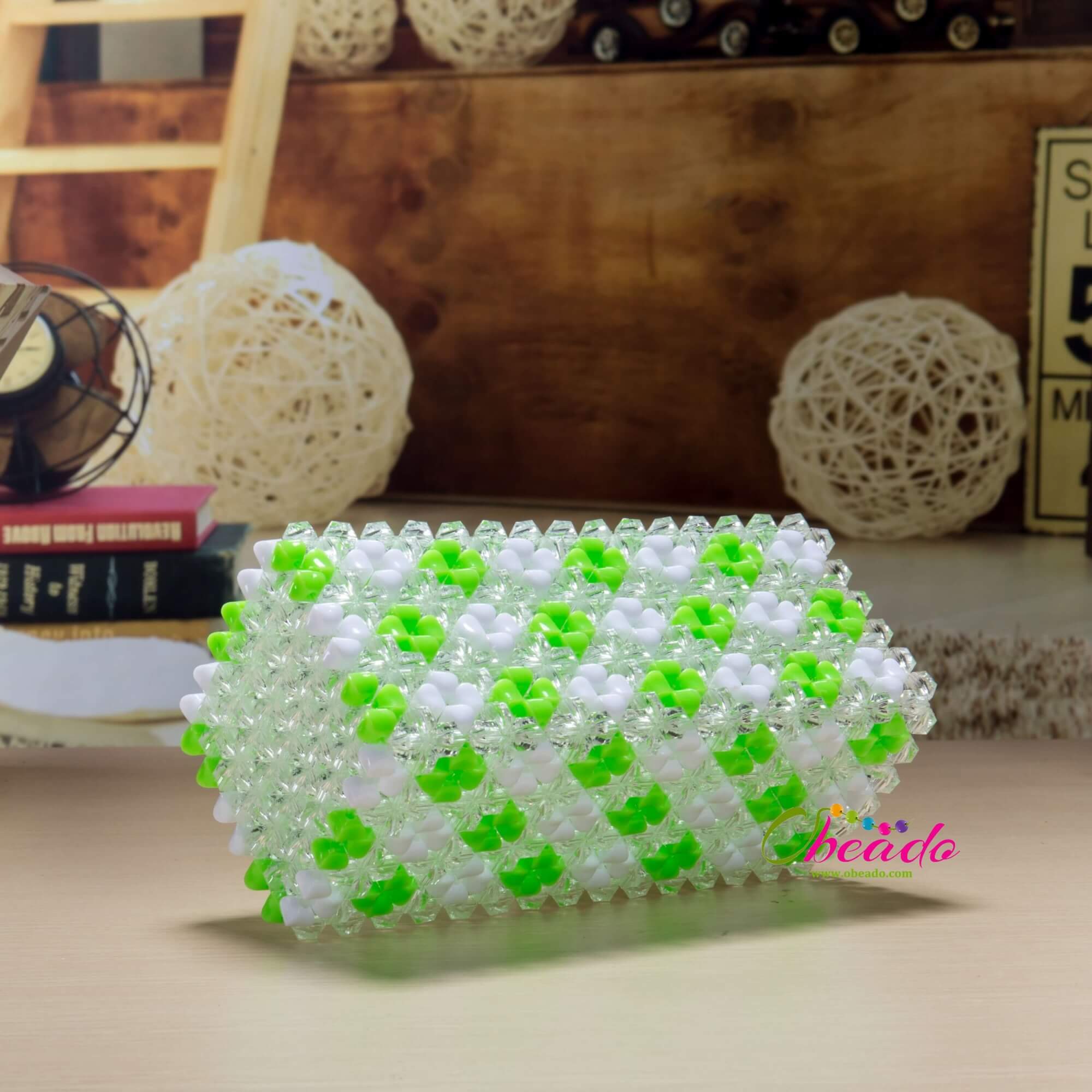 Cuboid Decorative Beaded Vase - Image 3