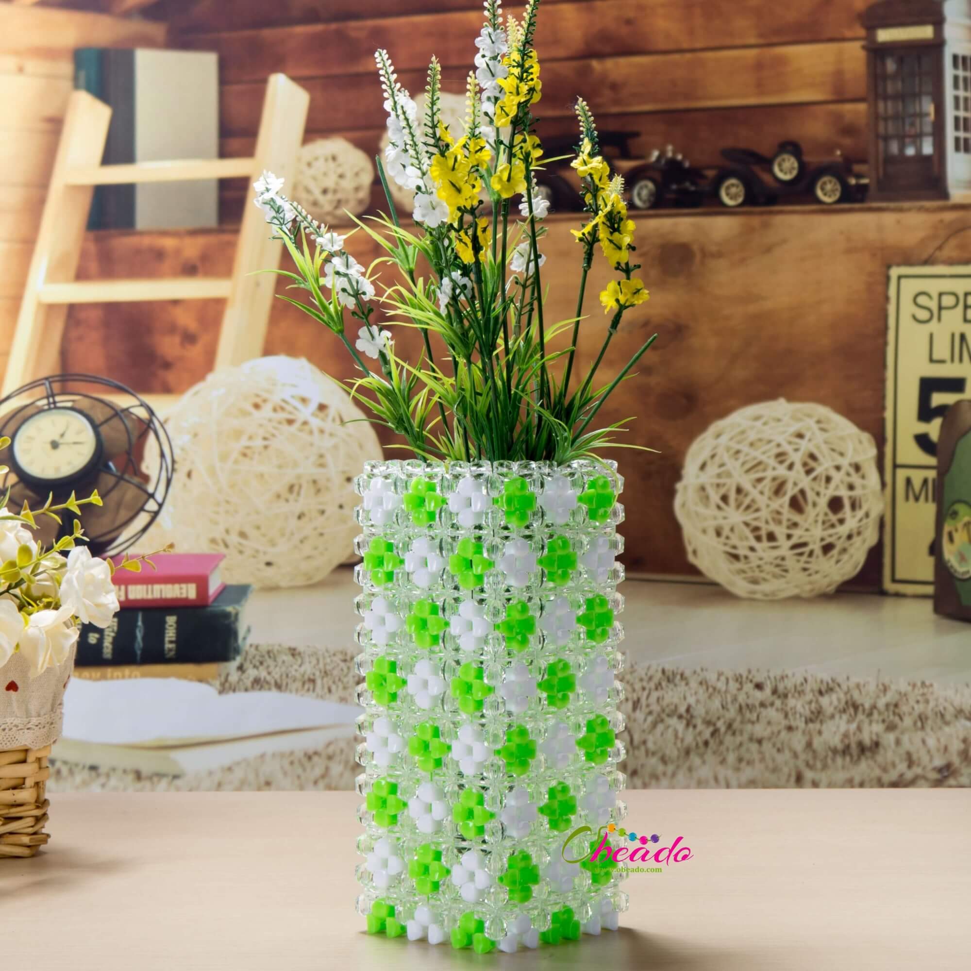 Cuboid Decorative Beaded Vase 5