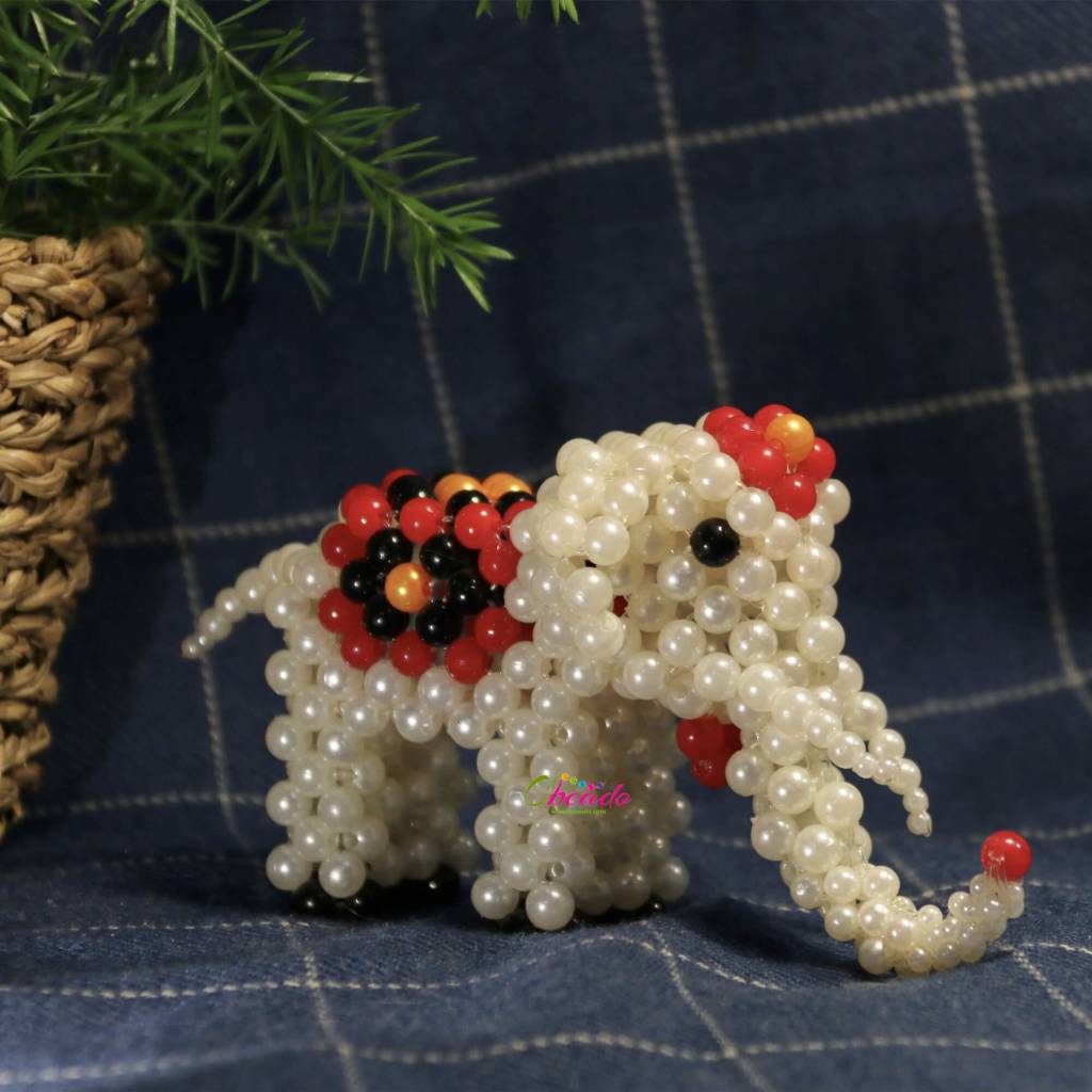 Beaded Elephant Animal Ornament