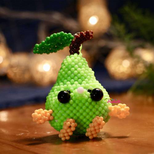 Mini Acrylic Beaded Pear Ornament 1