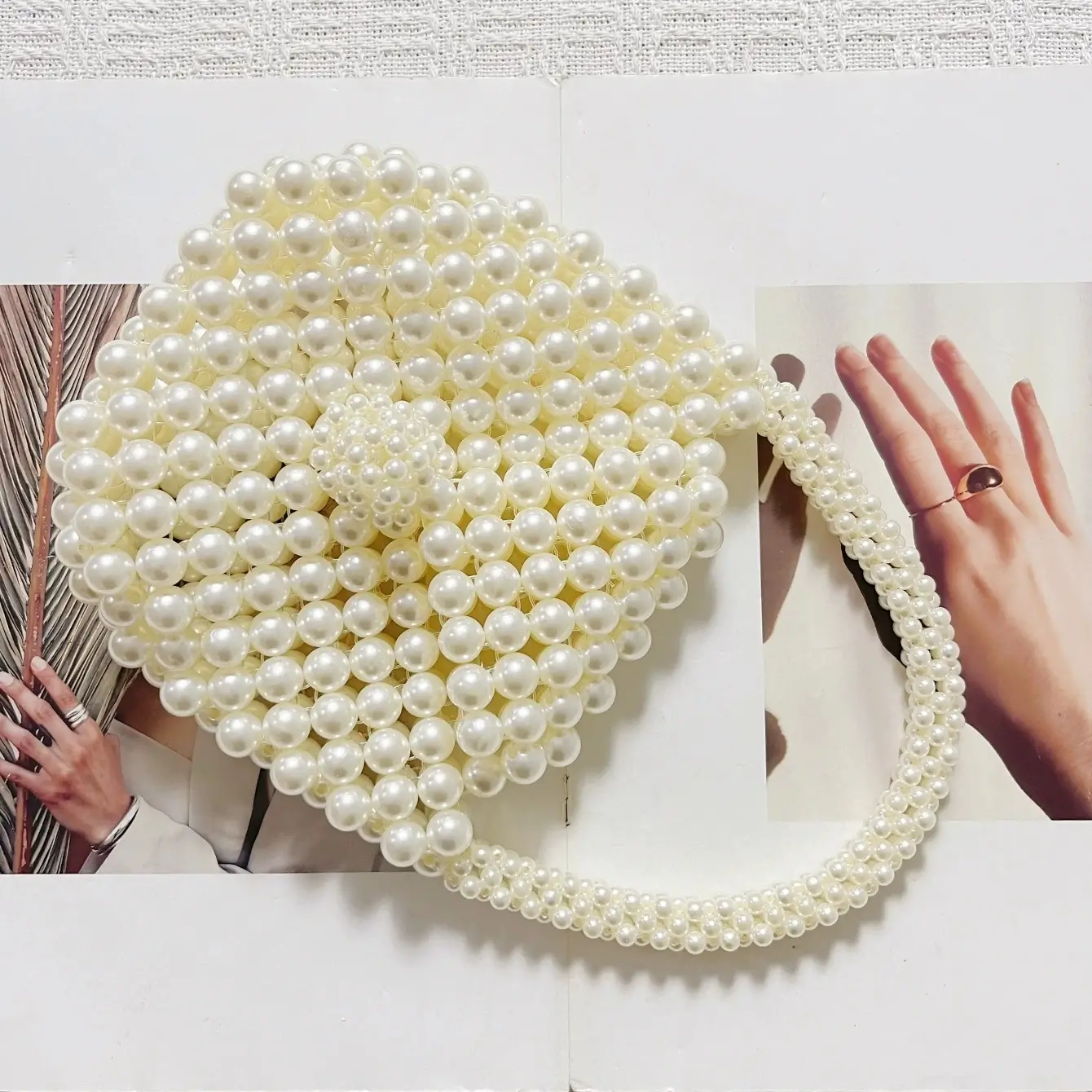 Pearl Bead Bag with Handle for Sale - Image 2