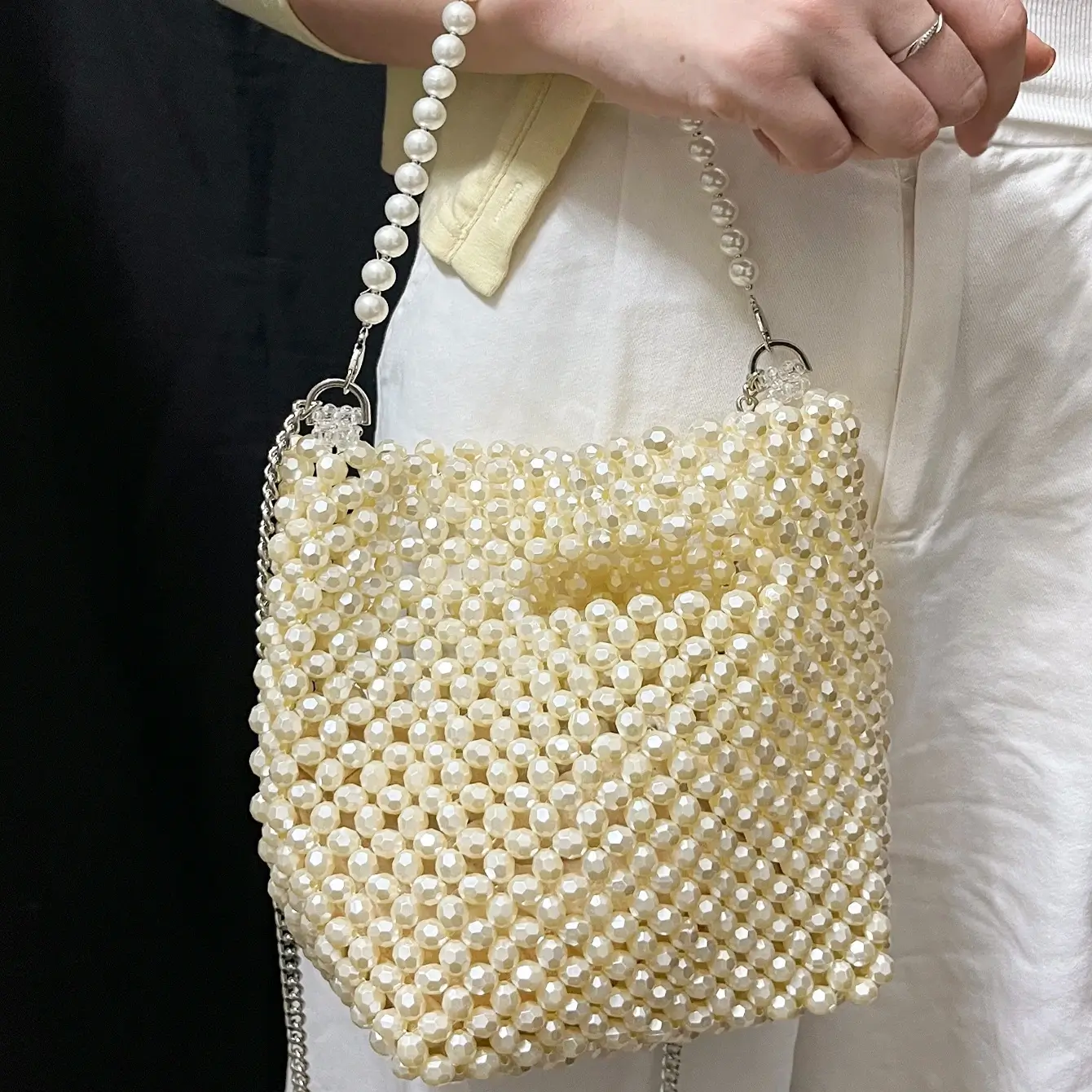 Handmade Pearl Wedding Bag for Sale - Image 4