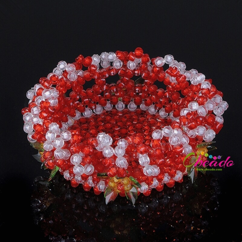 Flower Basket Candy Tray Beaded Home Decor