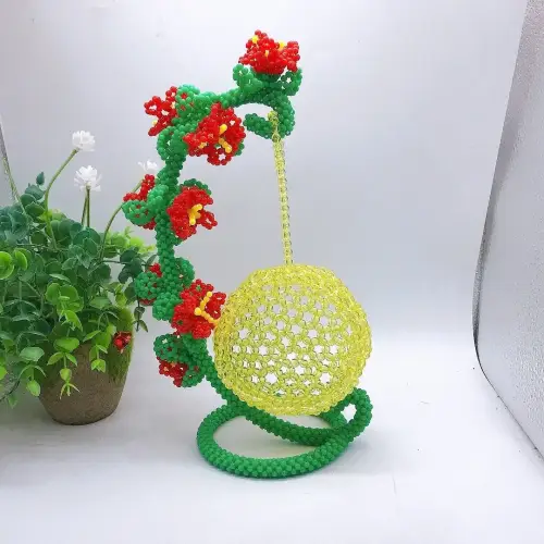 Hanging Basket Ornament Beaded Home Décor 1 - Obeado