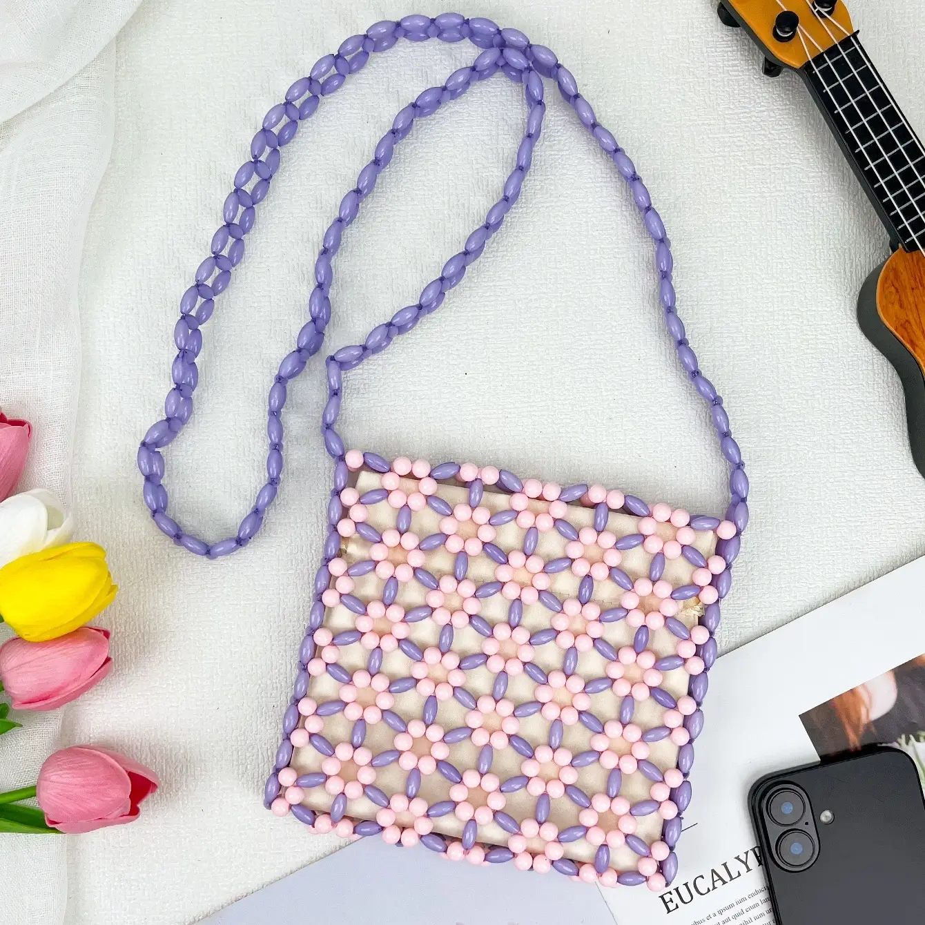 Small Beaded Purse with Shoulder Strap 1 - Obeado